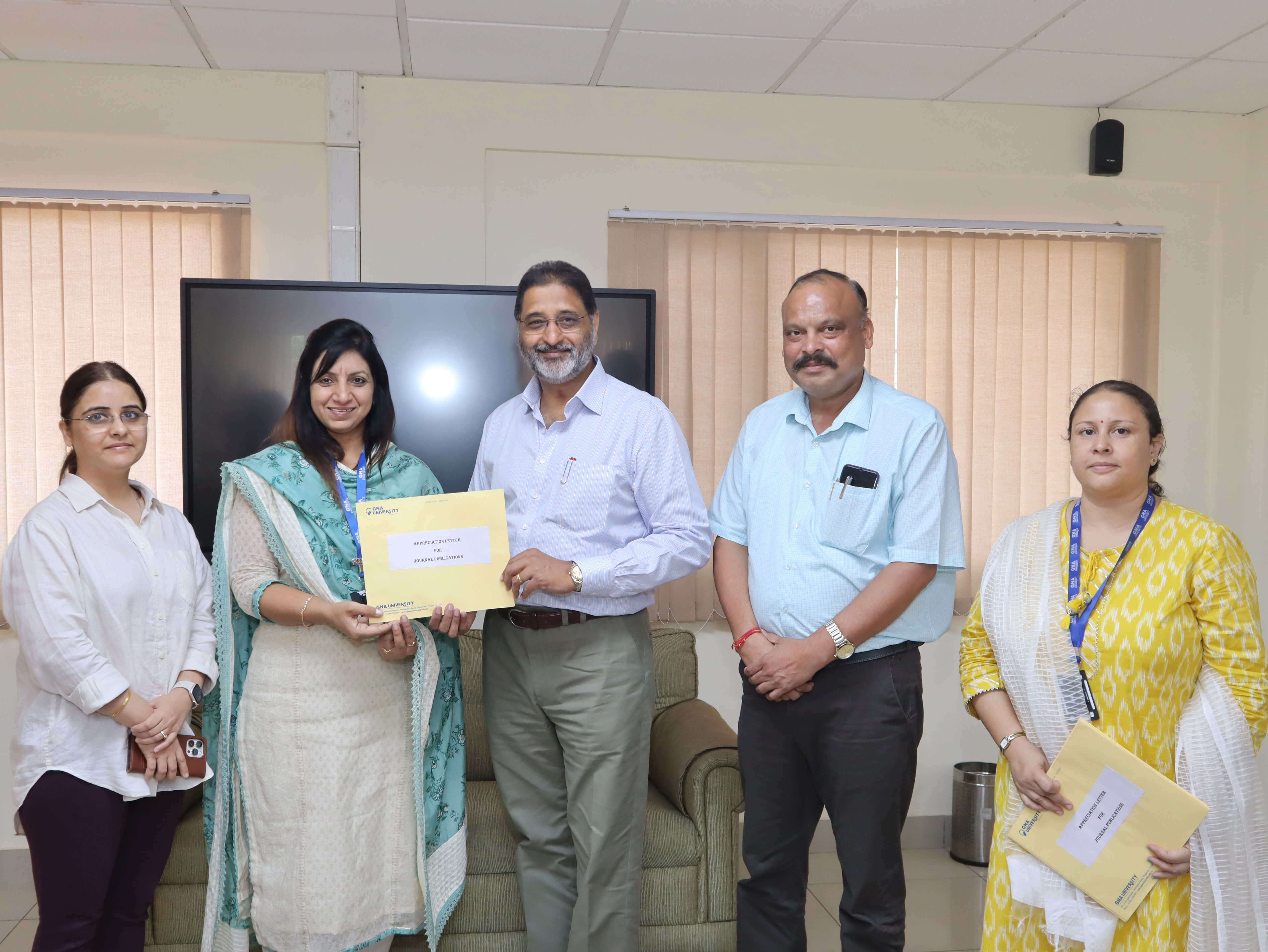 Faculty @ GNA University Awarded with Appreciation Letters & Monetary Benefits for Scopus/WOS Journal Publications